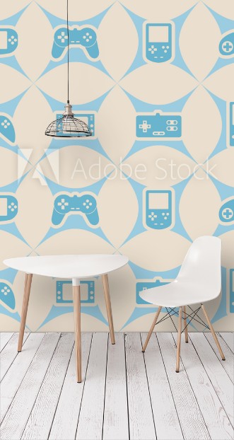 Picture of Seamless background with game consoles for your design